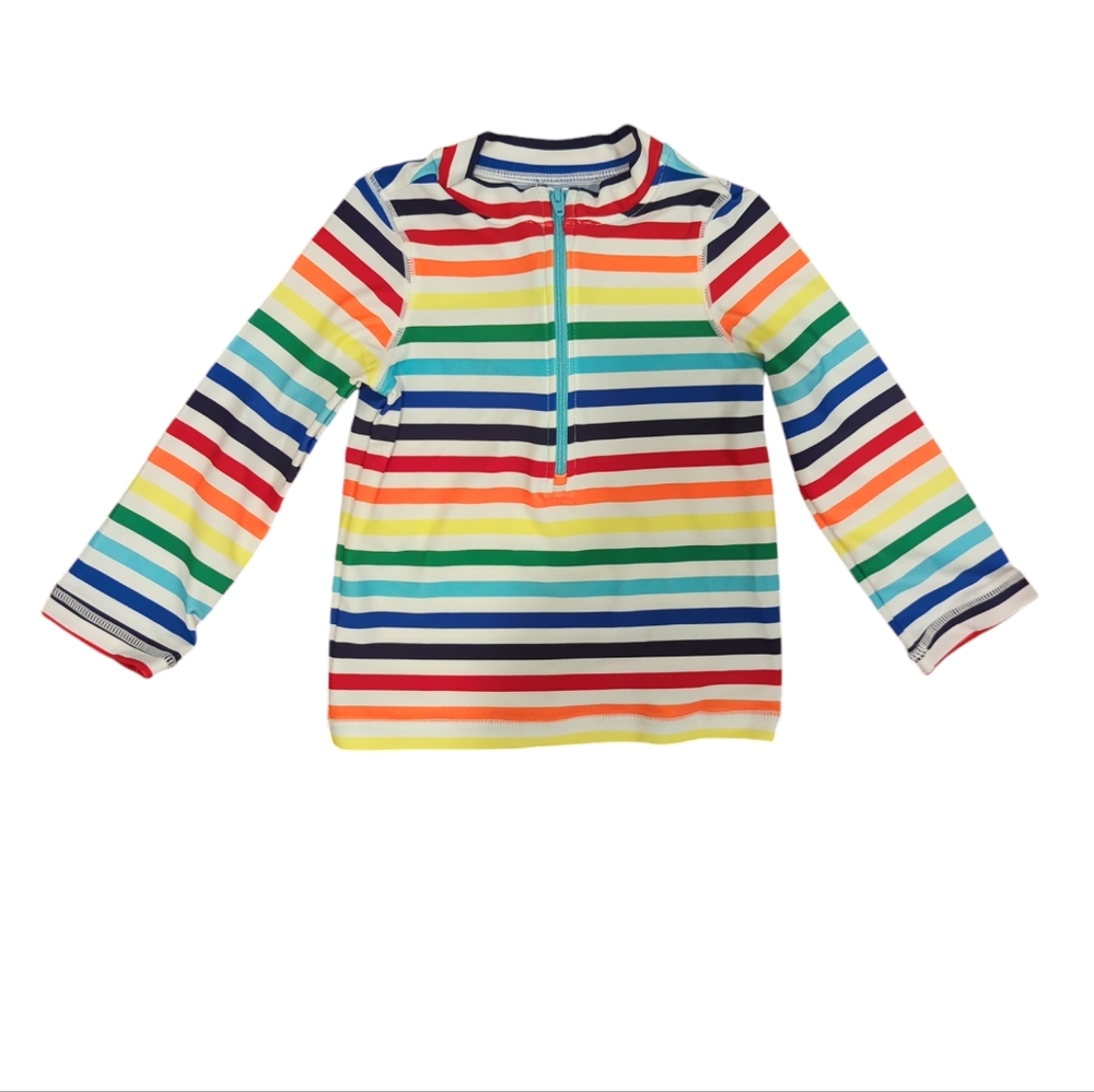 NWT: Primary baby swim rash guard rainbow striped, 18-24 months.